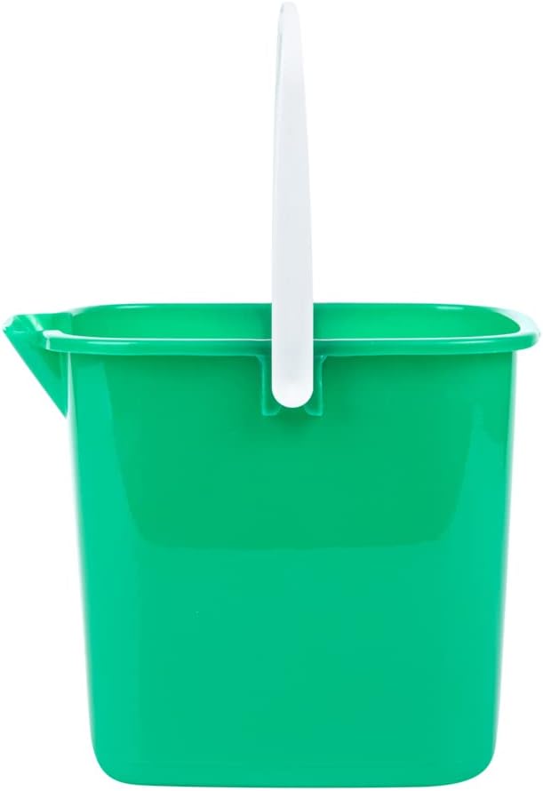Restaurantware RW Clean 3 Quart Cleaning Buckets 10 Detergent Square Buckets - With Measurements Built-In Spout And Handle Green Plastic Utility Buckets For Home Or Commercial Use