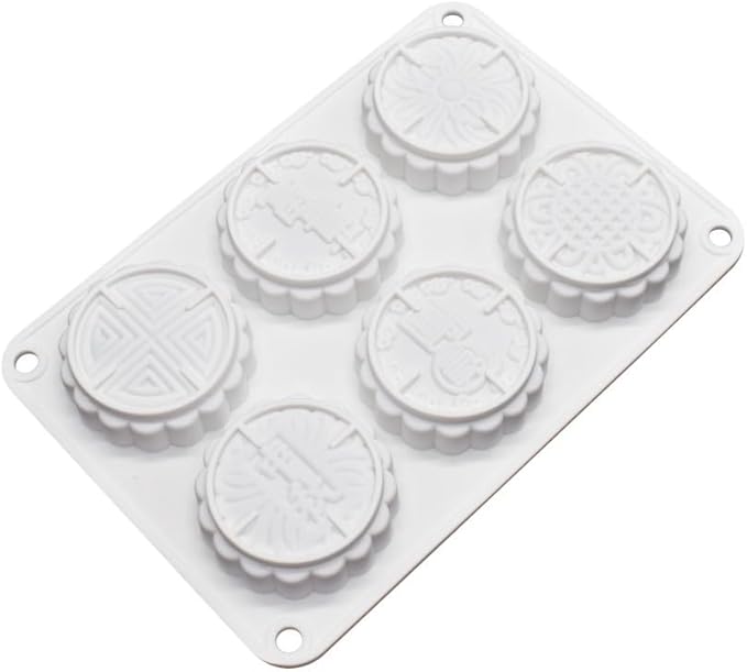 6 Flower Silicone Cake Mold Handmake DIY Bread Mould Silicone Moulds For Cake Mooncake Mold Cake Tools (Mooncake O_8.52 X5.8 X0.84 inch)