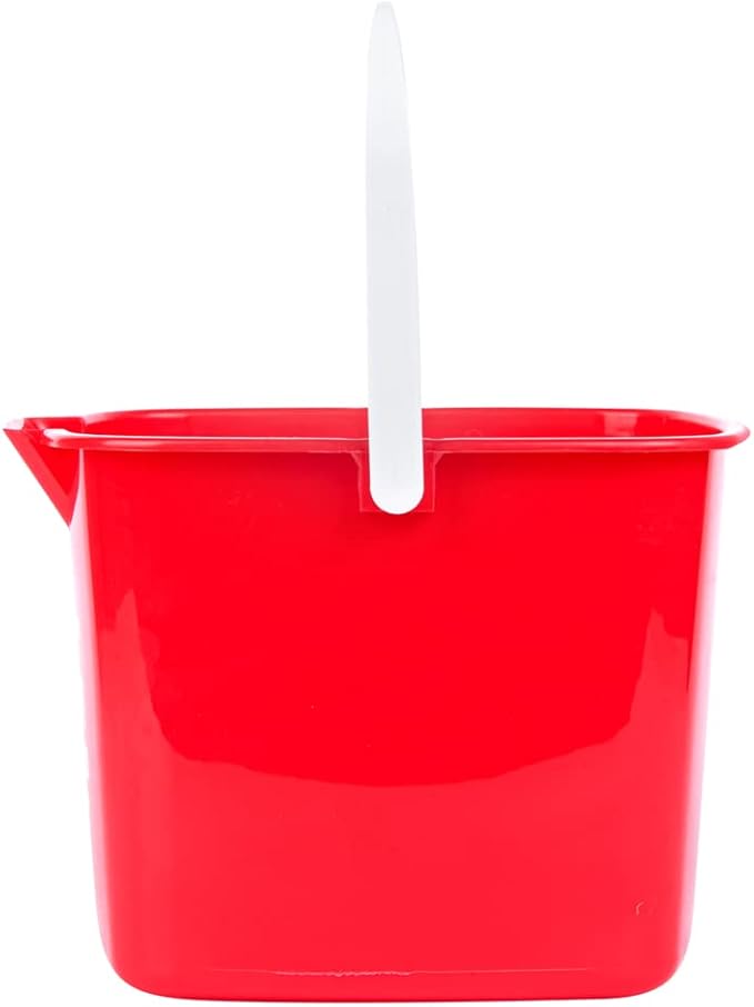 Restaurantware RW Clean 8 Quart Cleaning Bucket 1 Detergent Square Bucket - With Measurements Built-In Spout And Handle Red Plastic Utility Bucket For Home Or Commercial Use