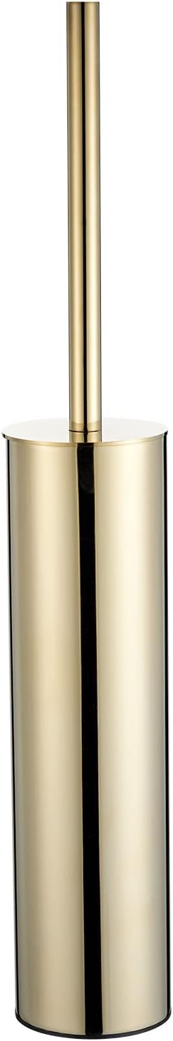 Freestanding Luxury Toilet Brush 304 Stainless Steel Toilet Brush and Holder 19-Inches Tall Round Rust Resistant Anti-Odor and Easy to Clean with Polished Gold Finished