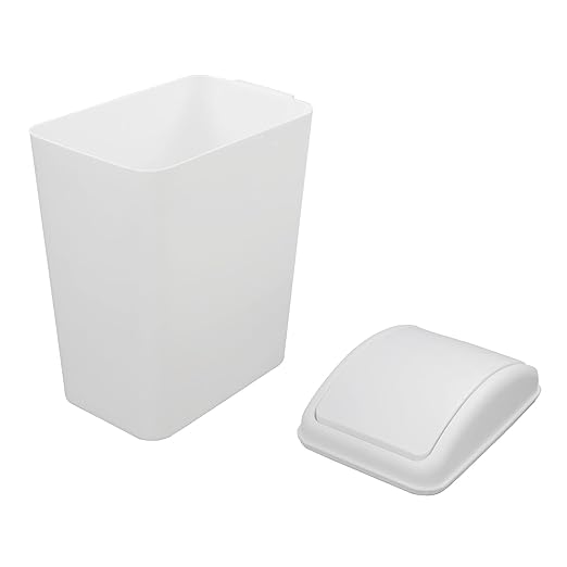 4.2 Gallon Plastic Swing Lid Trash Can, Small Garbage Can with Swing Top Lid, White