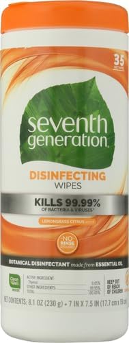 Seventh Generation Disinfecting Multi-Surface Wipes, Lemongrass Citrus Scent, 35 Wipes