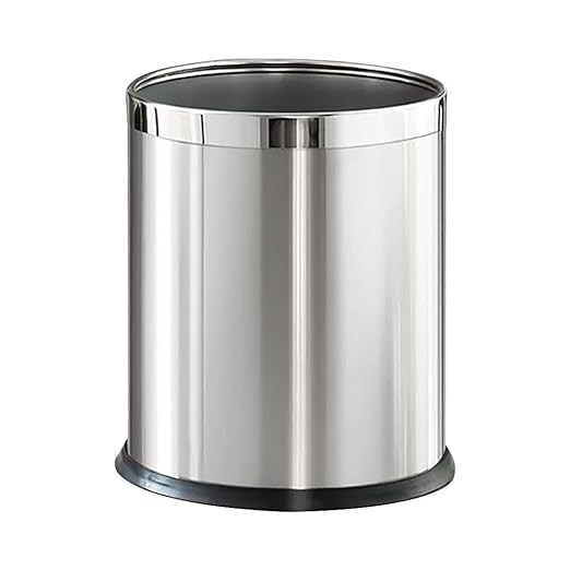 2.6Gallon/10L，Stainless Steel Bathroom Trash Can,Chrome Trash Can,Silver Garbage Can for Office，Wastebasket for Hotel，Office，Store，Metal Trash bin Without lid (Silver)
