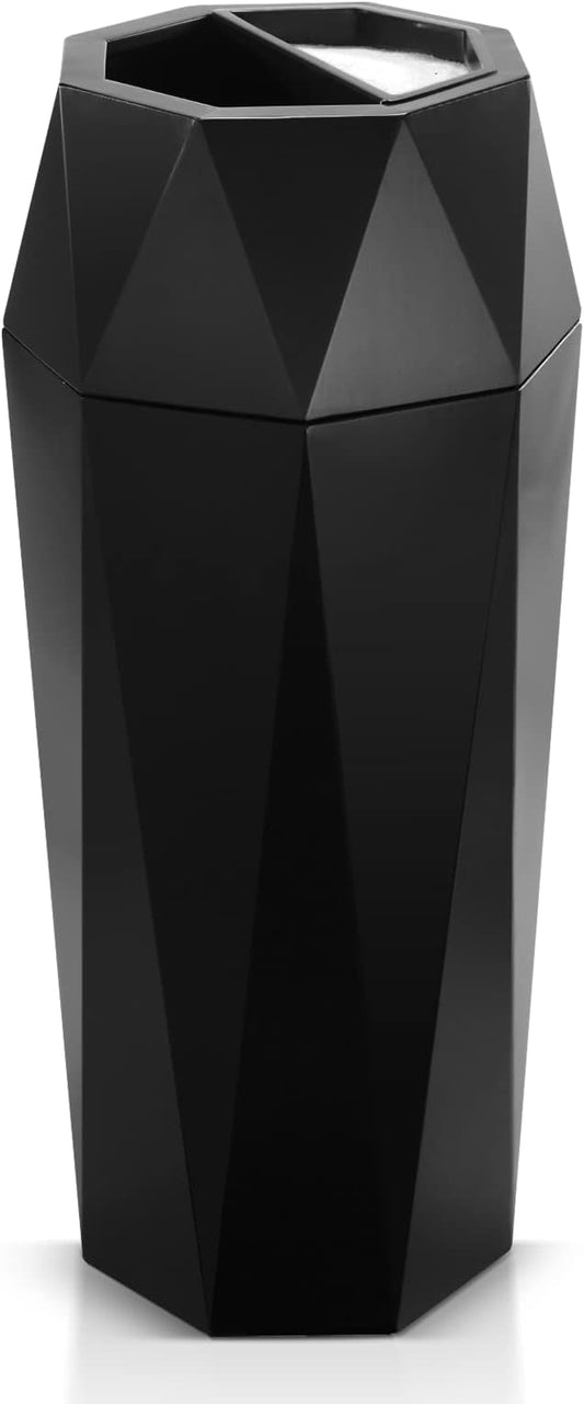 Dyna-Living Commercial Trash Can Outdoor Garbage Can with Lid Indoor Large Trash Bin Stainless Steel Industrial Waste Container Black