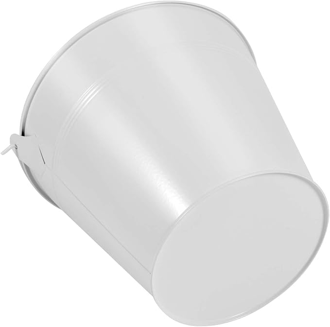 OBTANIM 7 Pack White Metal Buckets with Handle Galvanized Ice Pails for Plants, Succulents, Party Favors Organizing, Rustic Home Decor or Classrooms Pencil Storage (9.1 x 6.7 inch)