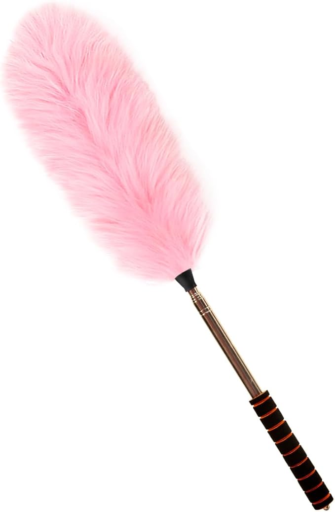 Lambs Wool Extendable Household Cleaning Duster 64" Wall Duster Cleaner with Stainless Steel Long Handle and Extension Pole for Cleaning High Ceiling Fan Interior Roof, Pink