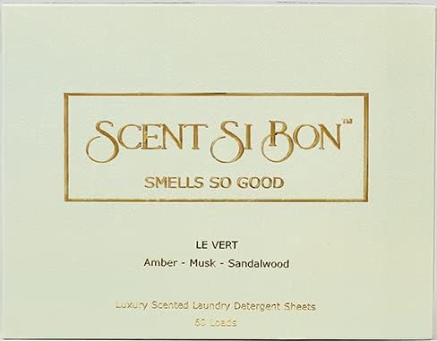 Luxury Scented Laundry Detergent Sheets, 60 Loads, Le Vert Scent Inspired by Iconic Perfumes, Amber, Musk, Sandalwood, Eco-Friendly Formula, Biodegradable Detergent Strips