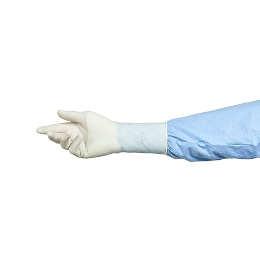 HALYARD Surgical Gloves Sterile Polyisoprene Individually Wrapped Pairs Powder Free Medical Disposable Gloves, 9.4 mil, Size 7.0 Medium, White, SGL95070 (Box of 50 Pairs - 100 Total)