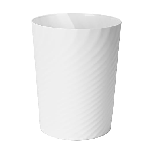 Small Trash Can - Plastic Waste basketbin for Office,Home,Bathroom,Kitchen - 1.8 Gallon - White
