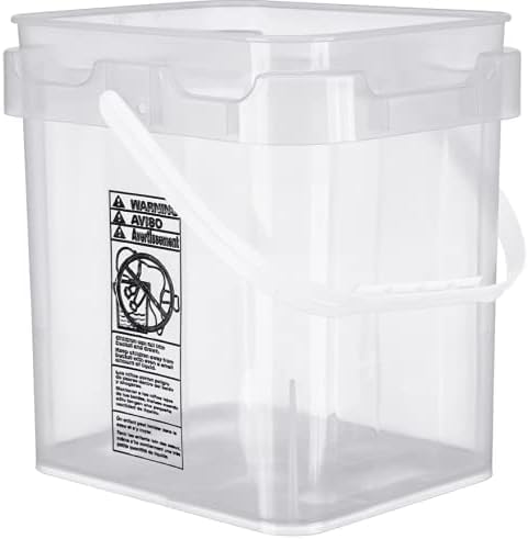 House Naturals 5 Gallon Food Grade Made in USA Plastic Bucket with lids, (Pack of 3) (Clear Square Buckets)