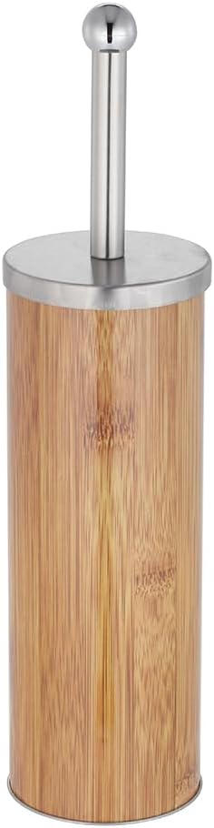 Rustic Deep & Sturdy Toilet Bowl Brush with Holder - Metal Bowl Brush- Durable Scrubbing - Toilet Cleaners - Household Essentials - Bathroom Cleaner - Wooden Look, Natural