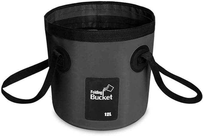 BANCHELLE Collapsible Bucket Water Container Portable Folding Camp Wash Basin for Outdoor Traveling Hiking Fishing Car Washing Gardening Camping (Black, 12L)