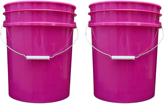 House Naturals 5 Gallon Premium HPDE Plastic Bucket - Made in USA Food Grade Storage Container, BPA Free All Purpose Pail (2, Magenta)