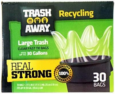 Heavy Duty Clear Recycling Bags | Tall & Strong Bags for Home & Kitchen - (30 Ct, 30 Gallons) Large Trash Bags Paper, Plastic & Aluminum | Thick Recycle Bin Bags (Clear)