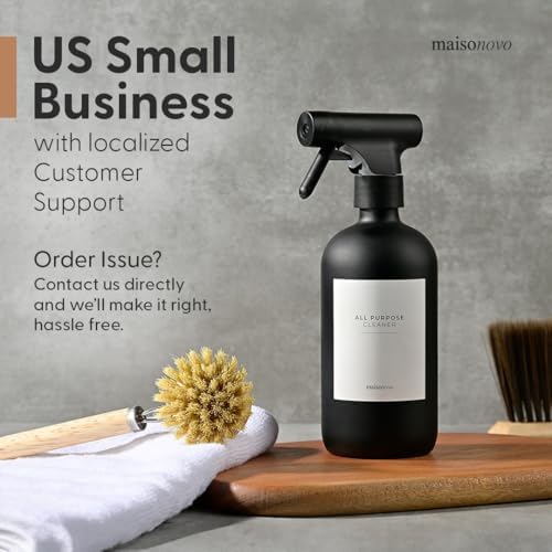 MaisoNovo Glass Spray Bottle - 16.9 fl oz Amber x 2 with 16 Labels