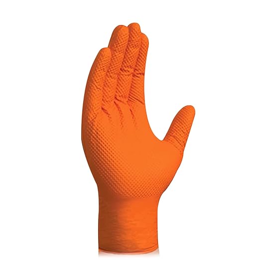 Jointown Basic Heavy Duty Nitrile Gloves, Mechanic Gloves 8 Mil Nitrile Disposable, with Raised Diamond Texture, Case of 1000, Orange, XLarge