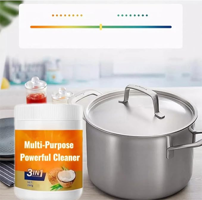 Multi-Purpose Powerful Cleaner for Kitchen, 260g Coconut Oil Natural Cleanser Heavy Kitchen Duty Degreaser All-Purpose Cookware Cleaner for Faucets, Tiles, Oven & Stove Top (3)