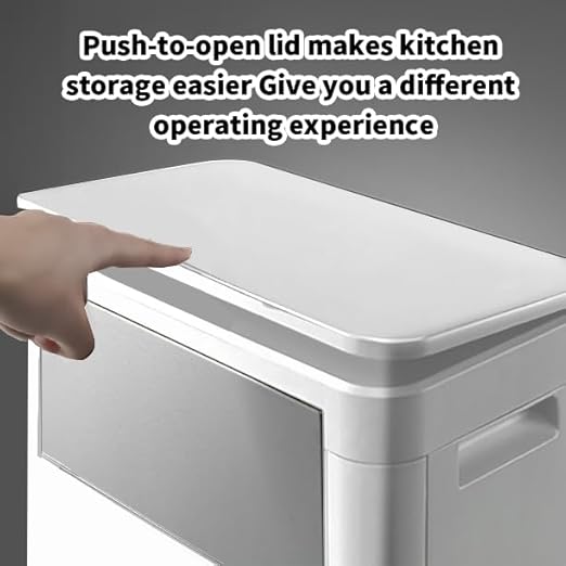 WanWanKa Trash Can with Lid, Large Tall 8 Gallon Commercial Trash Can, Plastic Waste Bin with Press top Lid, White Garbage Can Suitable for Kitchen, Bathroom, Bedroom, Living Room, Office