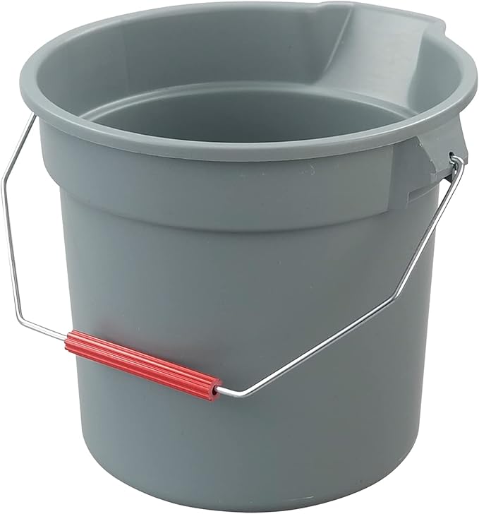 Ramddy 4 Packs 14 Quart Commercial Cleaning Bucket Pail, Heavy Duty Round Utility Pail, Gray