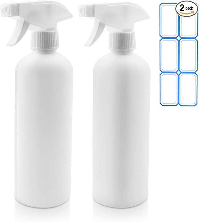 2 Pack of 16.4oz (500ml) Plastic Spray Bottles – Leak Proof, Adjustable Nozzle, Empty Spray Bottles for Cleaning Solutions-Squirt Bottles for Plants, Pet, Vinegar, BBQ