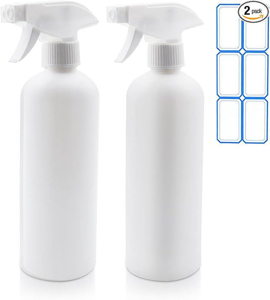 2 Pack of 16.4oz (500ml) Plastic Spray Bottles – Leak Proof, Adjustable Nozzle, Empty Spray Bottles for Cleaning Solutions-Squirt Bottles for Plants, Pet, Vinegar, BBQ