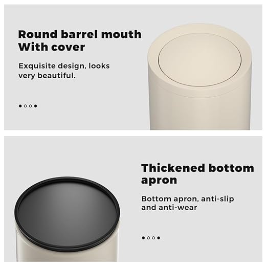 3.1GAL Metal Bathroom Garbage Can with Lid, Modern Garbage Can, Swing Lid,Double Bucket,Small Wastebasket for Bedroom,Living Room,Office,Bank,Hotel