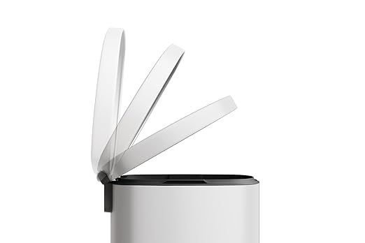 Garvee 13 Gallon / 50 Liter Metal Kitchen Trash Can with Lid, Large Rustproof Garbage Can for Kitchen, Step-on Trash Bin with Inner Bucket, Rear Handle, Soft Close Lid, White