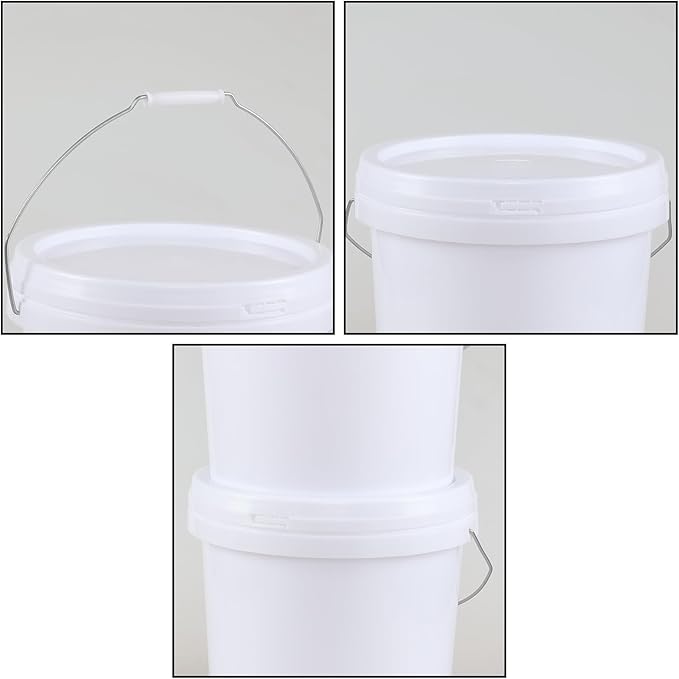 4 Gallon Food Grade Storage Bucket with Lid, 4 Packs Round Pail Buckets with Handle and Seal Lid