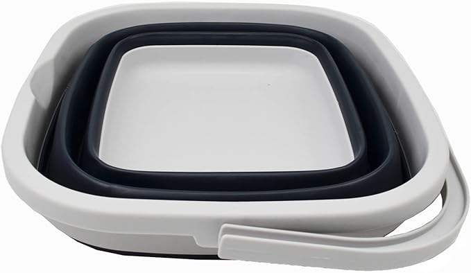 SAMMART 11L (2.9 Gallon) Collapsible Rectangular Handy Bucket (1, Grey/Slate Grey)