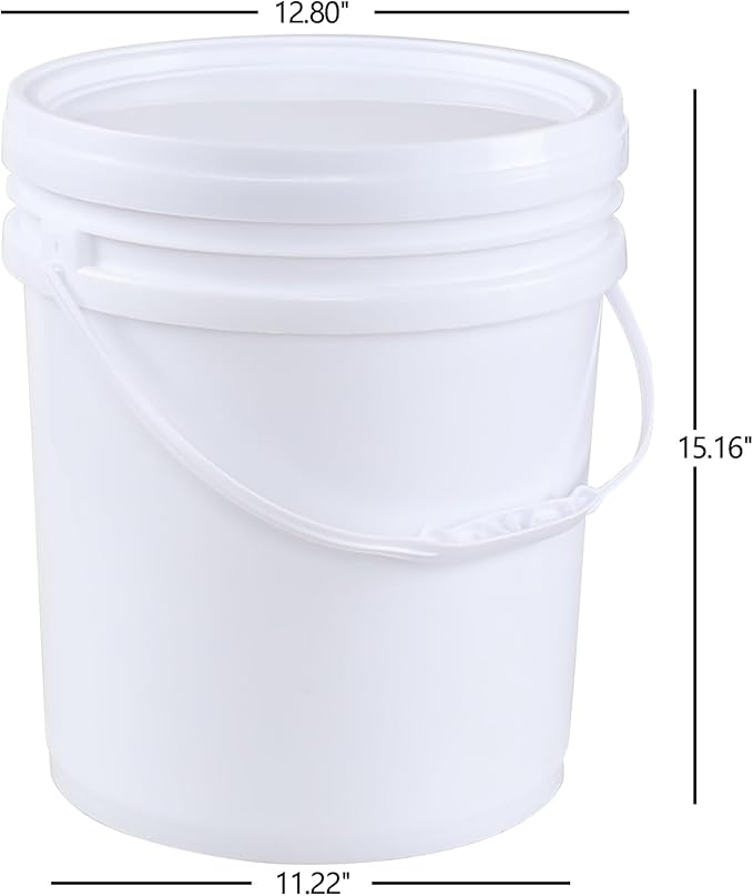7 Gallon Plastic White Food Bucket with Handle and Lid, Food Storage Plastic Bucket Pail with Lids, Pack of 4