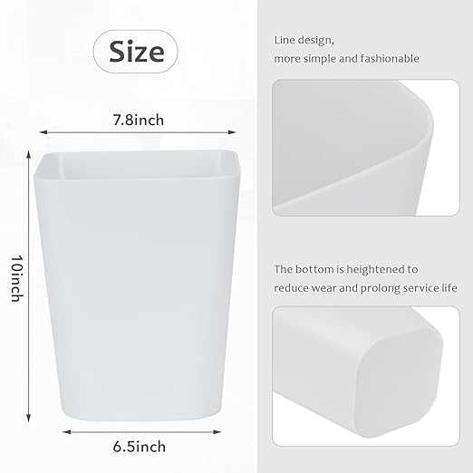 ZXJ Small Trash Can - Waste Basketbin - 1.8 Gallon - White - Bathrooms, Laundry Room, Kitchens, Offices