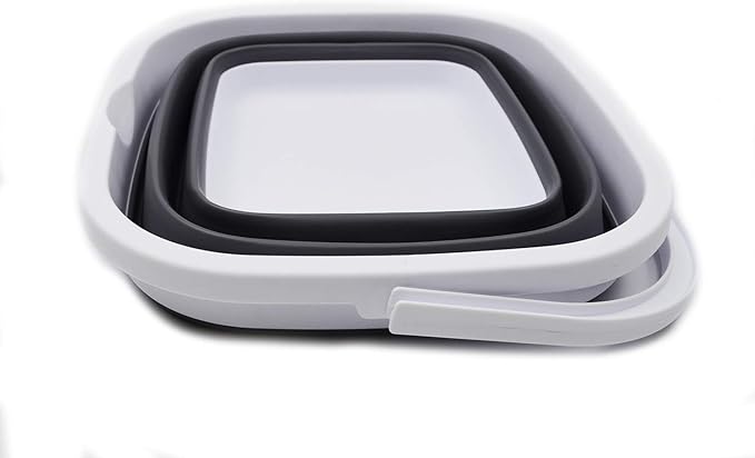 SAMMART 11L (2.9 Gallon) Collapsible Rectangular Handy Bucket (1, White/Grey)