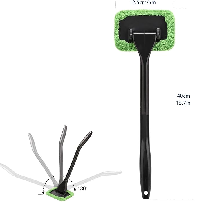 Windshield Cleaning Tool Windshield Cleaning Wand Auto Window Cleaner,5 Pieces Reusable Cloth Pads for Car Interior, Dirty Car Washing Brushes (Green)