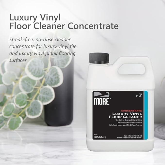 MORE Luxury Vinyl Floor Cleaner - Water-Based Surface Care Concentrate - For Kitchen and Bathroom Floors - Daily No-Rinse Cleaner - Unscented - pH Neutral - 32oz