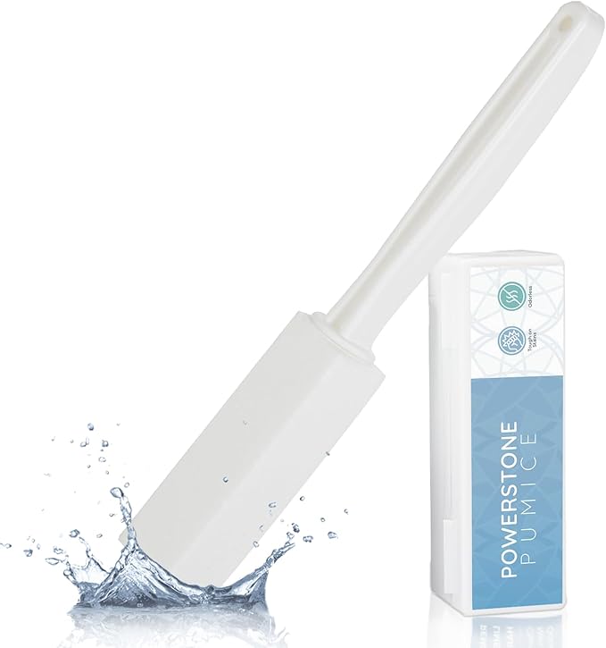 Powerstone Pumice Stone Toilet Bowl Cleaner with Extra Long Handle - 1 Pack | 3'' Longer Handle | Remove Hard Water Stains, Rings & Limescale from Toilets, Bathtubs, Sinks, Pools, BBQ