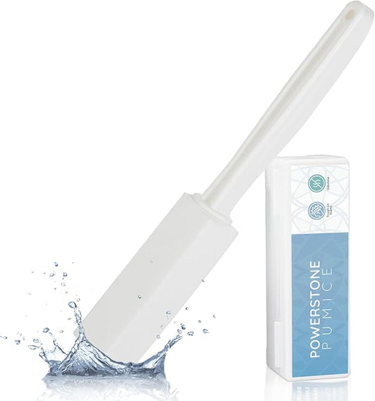 Powerstone Pumice Stone Toilet Bowl Cleaner with Extra Long Handle - 1 Pack | 3'' Longer Handle | Remove Hard Water Stains, Rings & Limescale from Toilets, Bathtubs, Sinks, Pools, BBQ