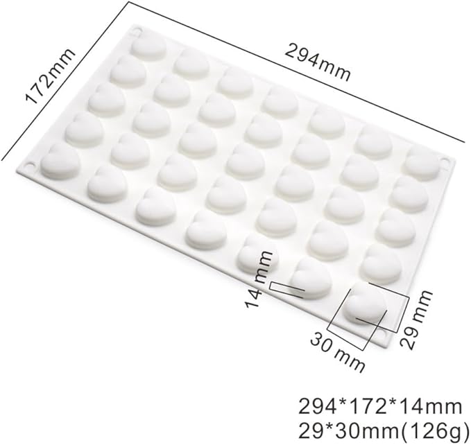 Mini 35 holes Heart Shape Silicone Mold For Candy Chocolate Cake Mould Baking DIY Ice Tray Food Safe Kitchen Accessiories (Lover Heart B_11.76x6.88x0.56 inch)