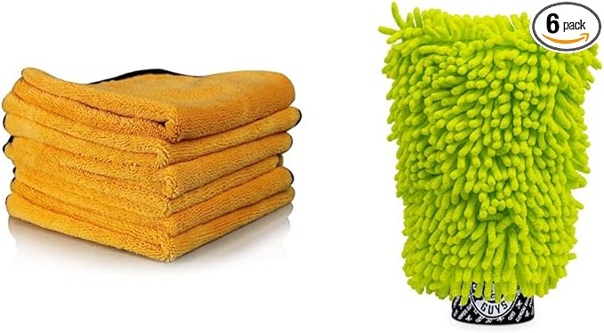 Chemical Guys Premium Microfiber Towel and Scratch-Free Microfiber Wash Mitt Bundle (6-Pack)