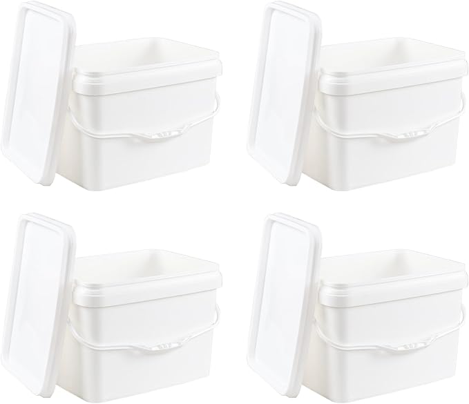 5.3 Gallon Food Grade Buckets with Lids, 4 Packs Plastic Storage Bucket with Handle and Seal Lid