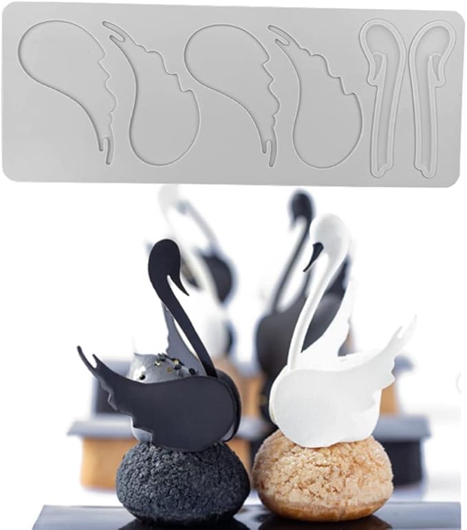 3D Hollow Leaf Fondant Lace Mold Multi Leaves Flower Candy Mold Chocolate Sugar Craft Cake Decoration Cupcake Top (K Swan_8.92 * 3.52 * 0.12inch)