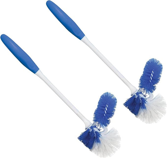 LOLA Classic Toilet Brush w/Under-The-Rim Scrubber, 2 Pack, Deep Cleans The Entire Toilet Bowl, Non-Slip Handle w/Rubber Comfort Grip