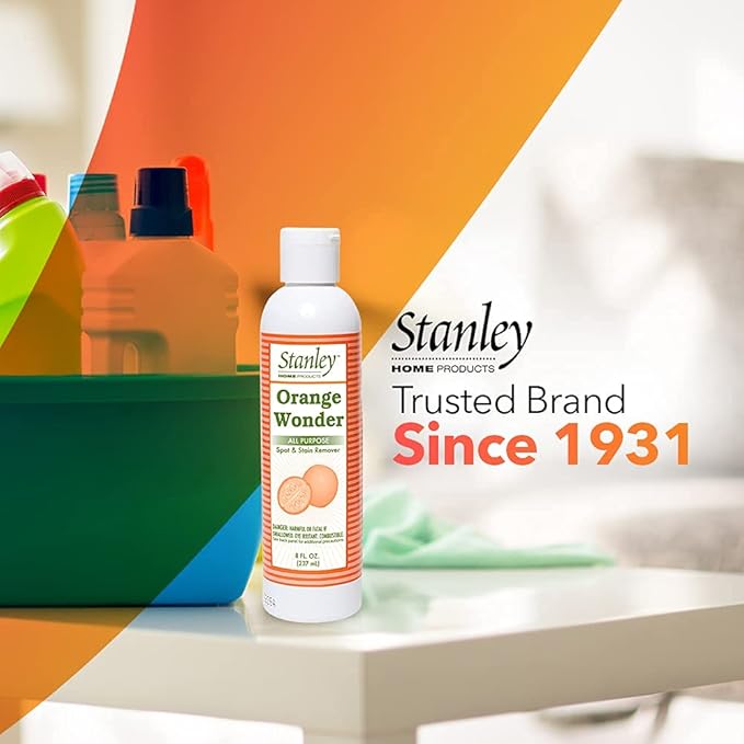 Stanley Home Products Orange Wonder All-Purpose Spot and Stain Remover - Eco-Friendly Oil & Grease Cleaning & Laundry Detergent For Baby & Kid's Clothing, Carpet, Furniture, Couch & Car Interior (Pack 6)