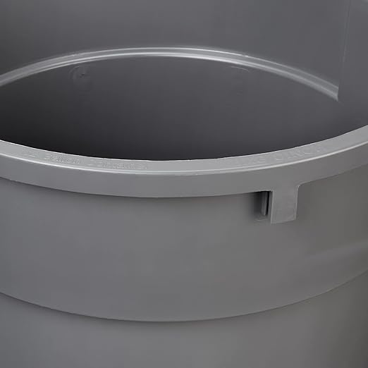 Amazon Basics Heavy Duty Durable Round Trash Can, Grey, 32 gallon (Pack of 2)