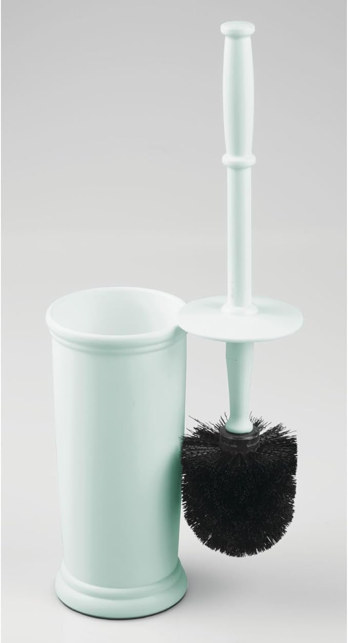 mDesign Toilet Bowl Brush and Holder - Covered Bathroom Toilet Brush - Standing Toilet Bowl Scrubber in Modern Holder - Space Saving, Deep Cleaning Brush for Toilet - Hyde Collection - Mint Green
