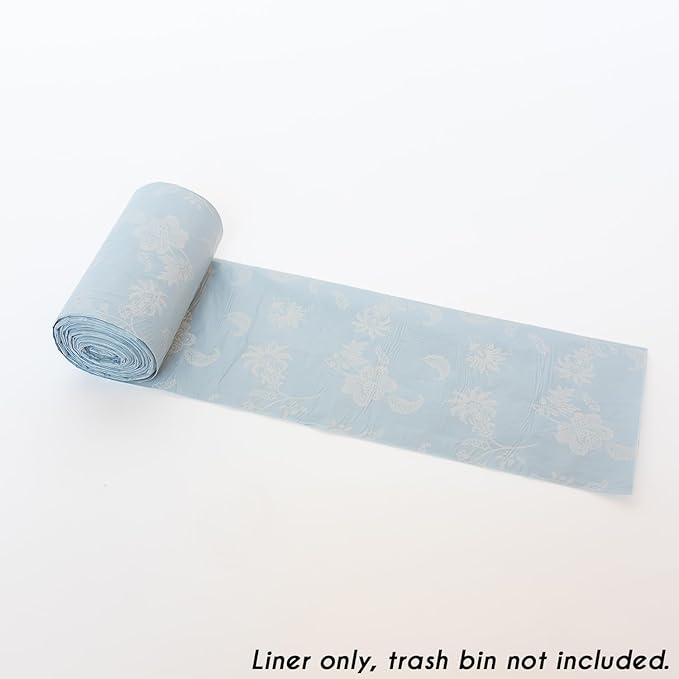 Happy Haven Bathroom Trash Bags for 2,3,4 Gallon Trash Can, Small Garbage Bags - Bedroom & Bathroom, Decorative Cute Wastebasket Liner - 50 Count (Light Blue Botanical)