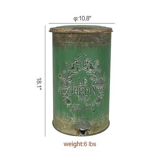 Retro Outdoor Trash Can with Lid 17L/4.5 Gallon Waste Container with Pedal Garbage Poop Bin Kitchen Waste Bins Touchless Bathroom Garbage Can Room Park Garden Decor