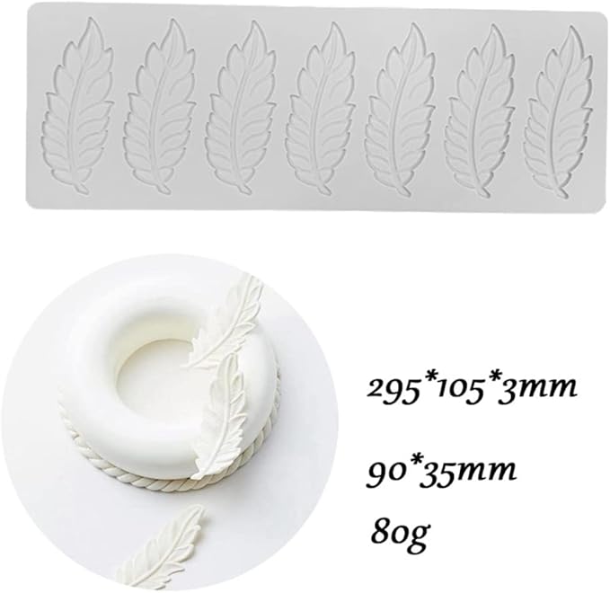3D Hollow Leaf Fondant Lace Mold Multi Leaves Flower Candy Mold Chocolate Sugar Craft Cake Decoration Cupcake Top (I Feather_11.8 * 4.2 * 0.12inch)