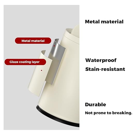 2.4GAL Off White Metal Garbage Can, Double-Layer with Inner Layer,Small Bathroom Trash Can with FILP Lid for Bedroom,Office,Hotel,Bank