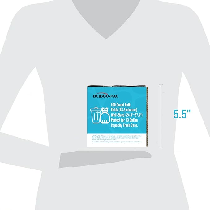 13 Gallon Trash Bags Drawstring, 100 Count Bulk, Black & Unscented Garbage Bags, Multi-purpose Tall Kitchen Trash Bags Can Liners for Business Home Commercial and Industrial