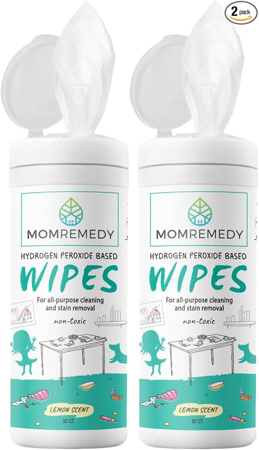 MOMREMEDY Hydrogen Peroxide Cleaning Wipes | All Purpose Cleaner and Stain Remover | Multipurpose for Home, Kitchen, Bathroom, All Surfaces | Non-Toxic